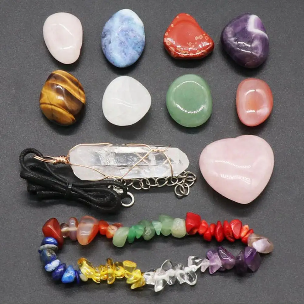 

Drop Shipping 7pcs/set Natural Seven Color Gem 7 Chakra Stone Decor Home Crystal Gift Reiki Healing Exquisite Q3Q9