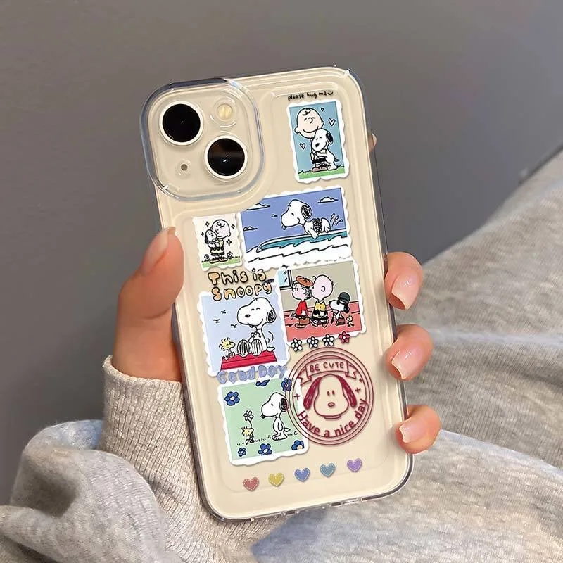

New Cute Cartoon Snoopies Phone Case for IPhone 14 13 12 11 Pro Max Mini X XR XS MAX 7 8Plus Clear Silica Back Cover