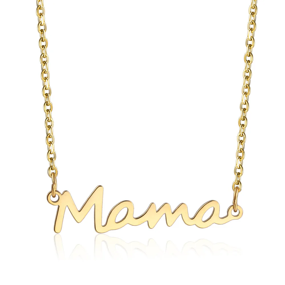 

Женское Ожерелье с надписью Mama, минимализм из нержавеющей стали, колье-чокер с цепочкой для ключиц, подарок на день матери