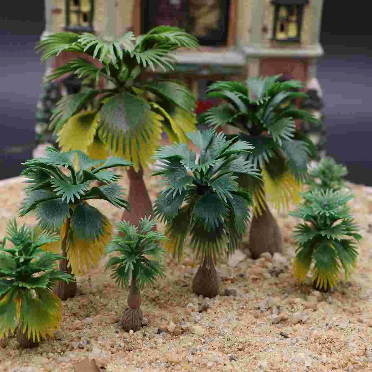 

Модель поезд пальмы тропический лес Пейзаж Поезд железнодорожная архитектура диотома дерево декор искусственная фотография