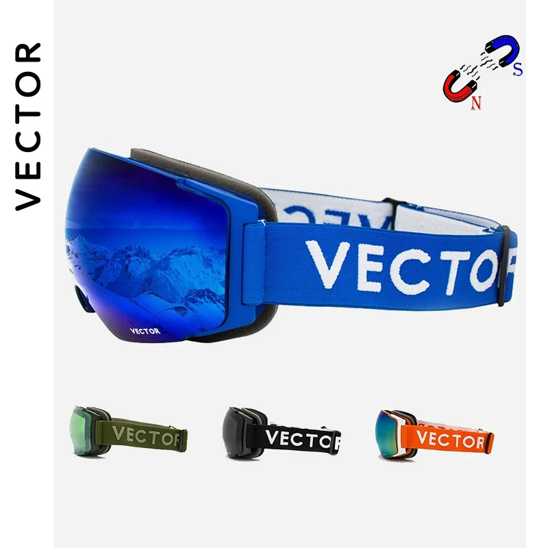 OTG Interchangeable Magnetic Lens Ski Goggles Double Layers UV400 Anti-fog Snow Snowboard Men Women Glasses Helmet Compatibility