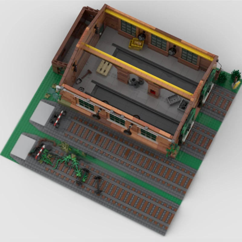 Модель City Street View MOC, строительные кирпичи, рассеянный поезд, навес, модульная технология, детские праздничные подарки, сборные игрушки, костюм (art.: 3920d2fd30a4d) - 3920d2fd30a4d