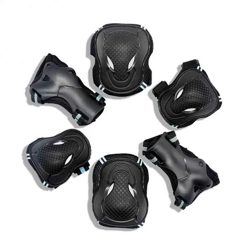 

Skating Protection Kit Six-Piece Adjustable Riding Safety Efficient Buffer Zone Reflective Knee Pads Elbow Wrist Pads