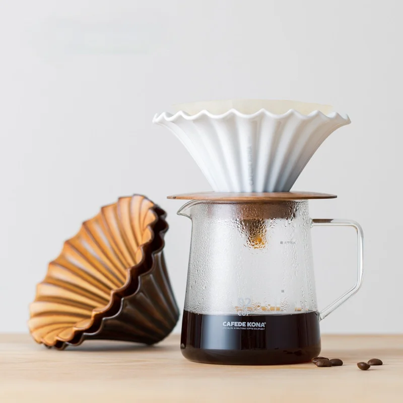 

Мияки, зеркальная кофейная чашка с фильтром в виде листьев, ручной пивоваренный кофе, подходит для фильтровальной бумаги в форме торта V60, вы...