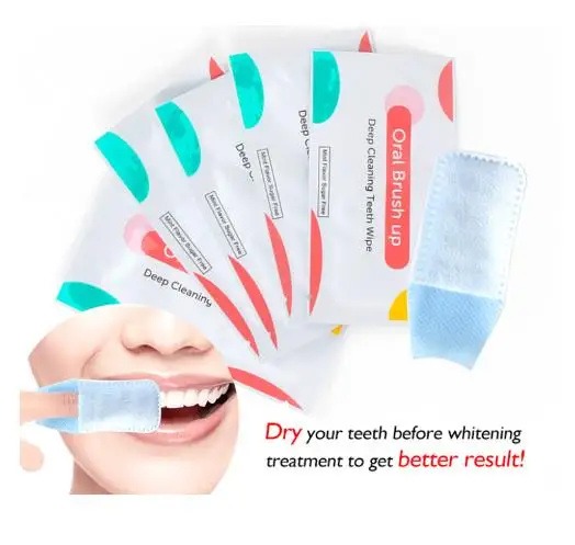 

50Pcs Disposable Teeth Deep Cleaning Wipes Brush Up Woven Cloth Mint Flavor Oral Hygiene Care Tools Residue Stains Remove Wipe