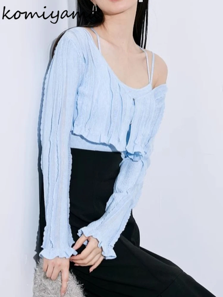 Японские комплекты грибов расклешенный кардиган с v-образным вырезом и длинными