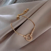 2022 korea hot selling fashion jewelry high quality delicate zircon bracelet geometric round adjustable chain bracelet for women