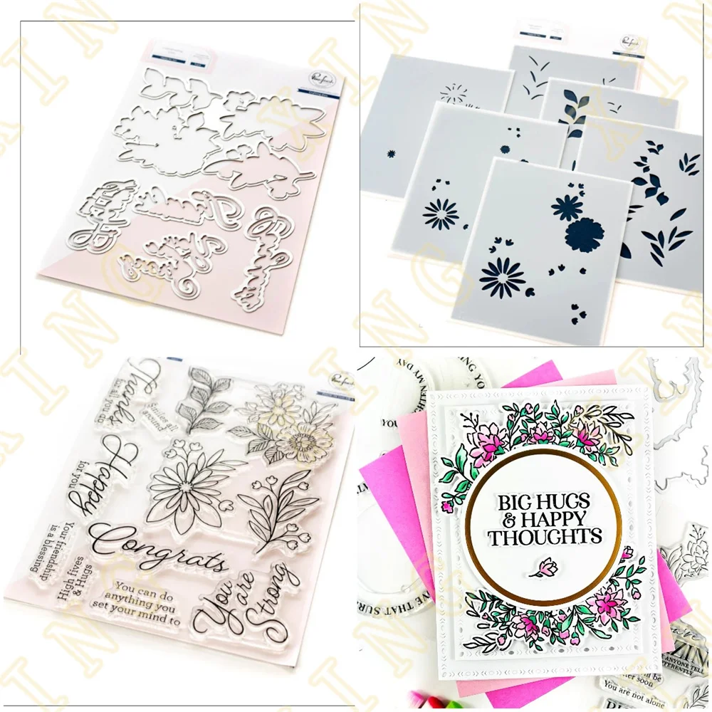 

Happy for You Flowers Metal Cutting Dies Stamps Stencil Scrapbook Diary Decoration Embossing Template Diy Greeting Card Handmade