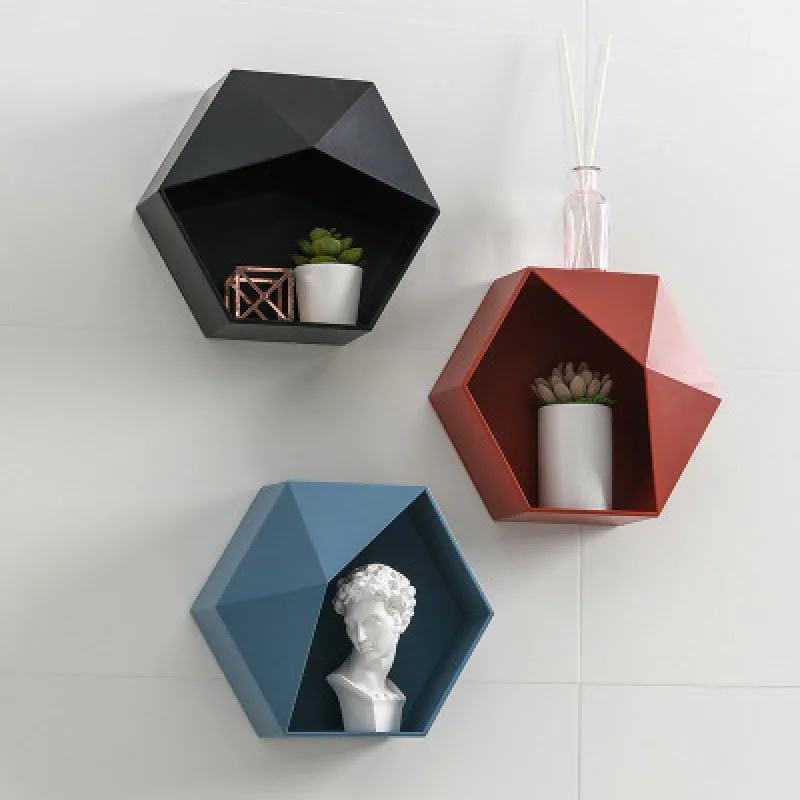 

Geometric Wall Rack Bathroom Wall Hanging Storage Rack Bedroom Wall Free Combination Decorative Storage Rack Shelf
