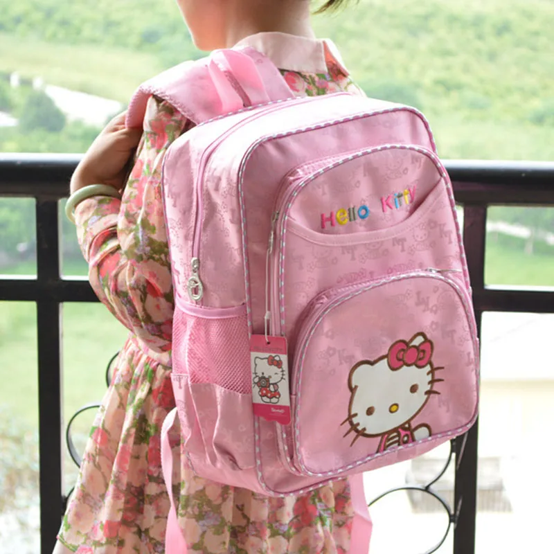 

Hello Kitty Sanrio Anime Kids Backpack School Bags Kawaii Girls Primary Schoolbag Cartoon Student Study Stationery Supplies Gift