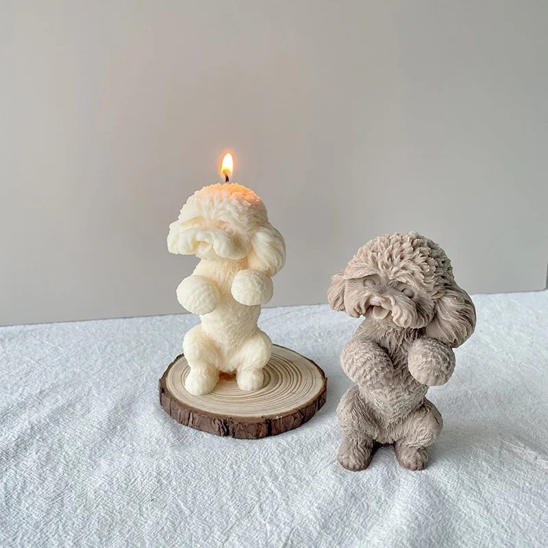 

Poodles Playing Candle Silicone Mold for Handmade Desktop Decoration Gypsum Epoxy Resin Aromatherapy Candle Silicone Mould