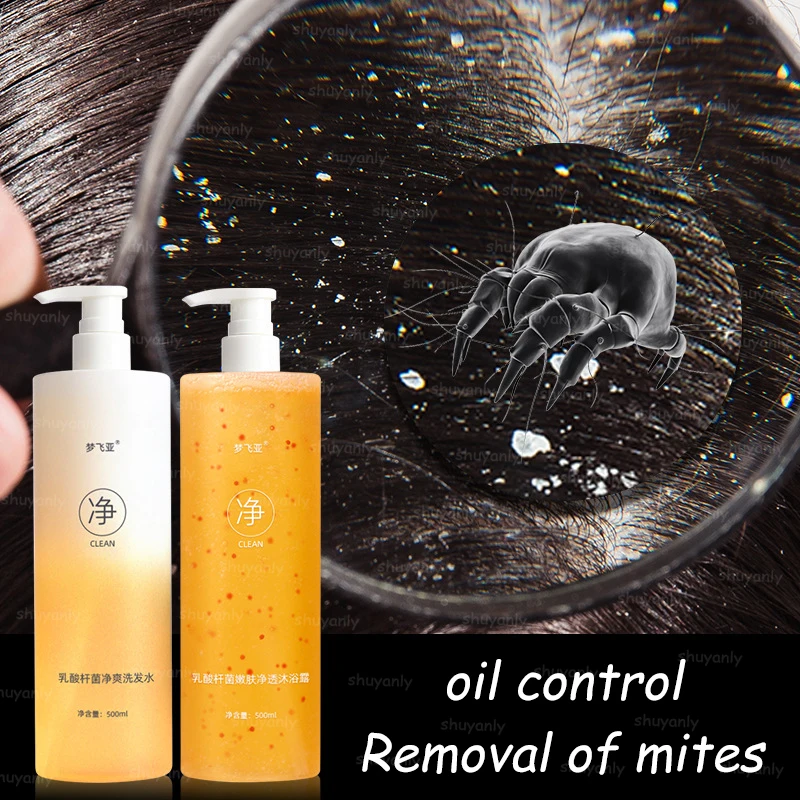 

500ml Hair Treatment Shampoo Oil Control Mite Growth Removal Shower Gel Care Repair Hair Antibacterial Serum Body Care