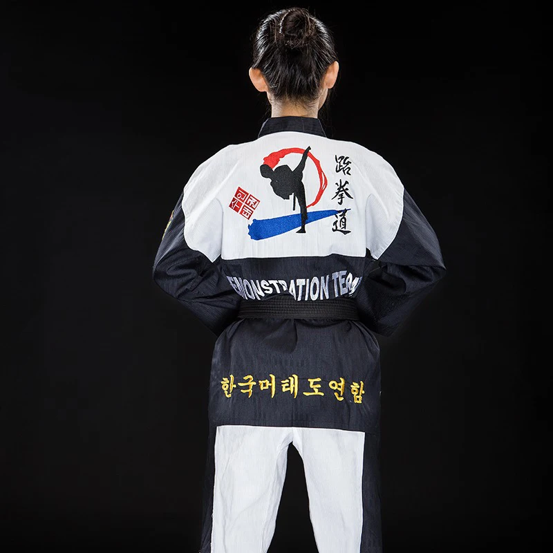 Детское боевое искусство TKD Tae Kwon Do Korea V-образный вырез тхэквондо Dobok для карпов и