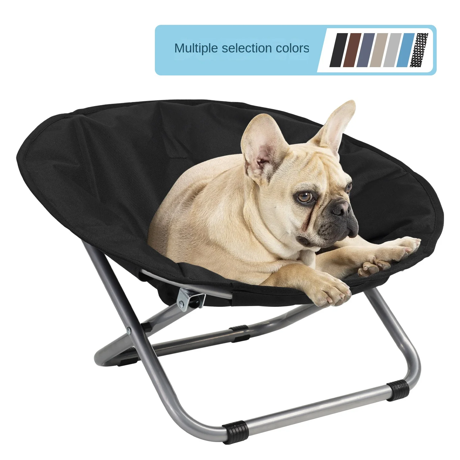 

New Pet Folding Bed Chair Portable Round Raised Cat Bed Puppy Papasan Chair Pet Moon Bed Waterproof