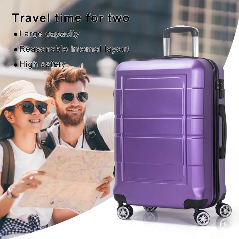 20 Inch Carry On Luggage, TSA Lock, Travel Suitcase with Spinner Wheel, Purple