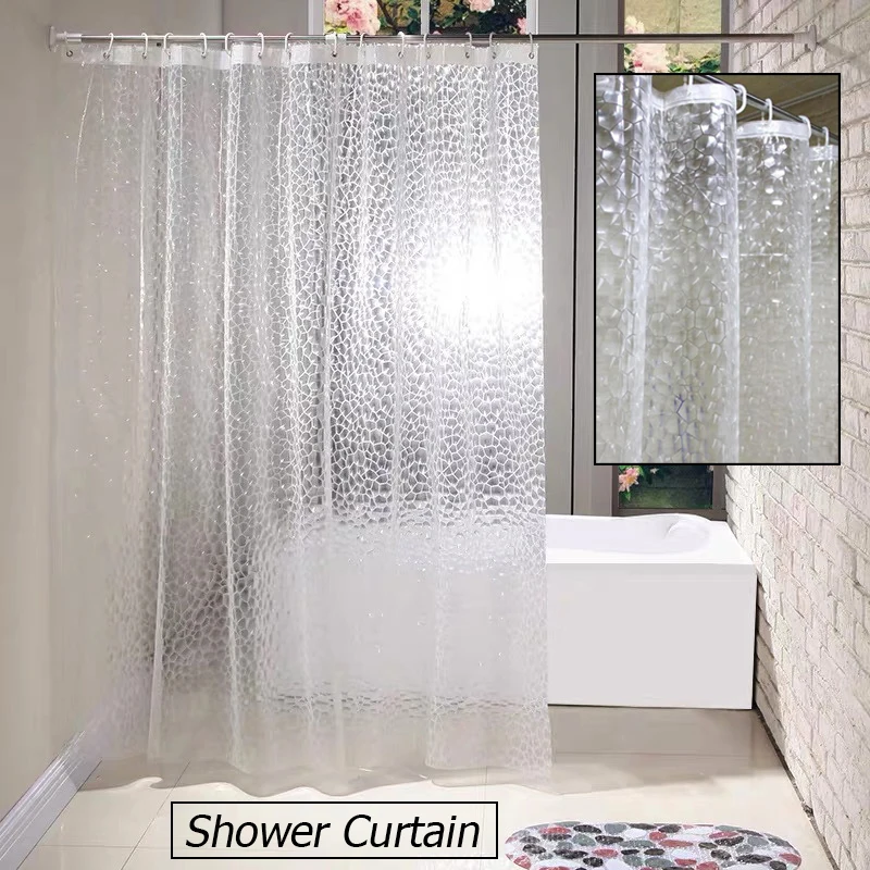 

3D Water Cube Translucent Shower Bathroom Curtain Mildewproof Bath Screen Luxury Partition Waterproof Curtain Home Decor