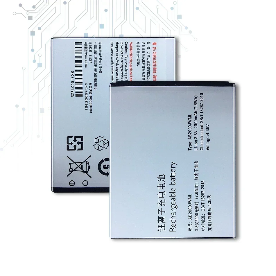 Мобильный телефон Аккумулятор для Philips Xenium S337 CTS337 2000 мАч AB2000JWML