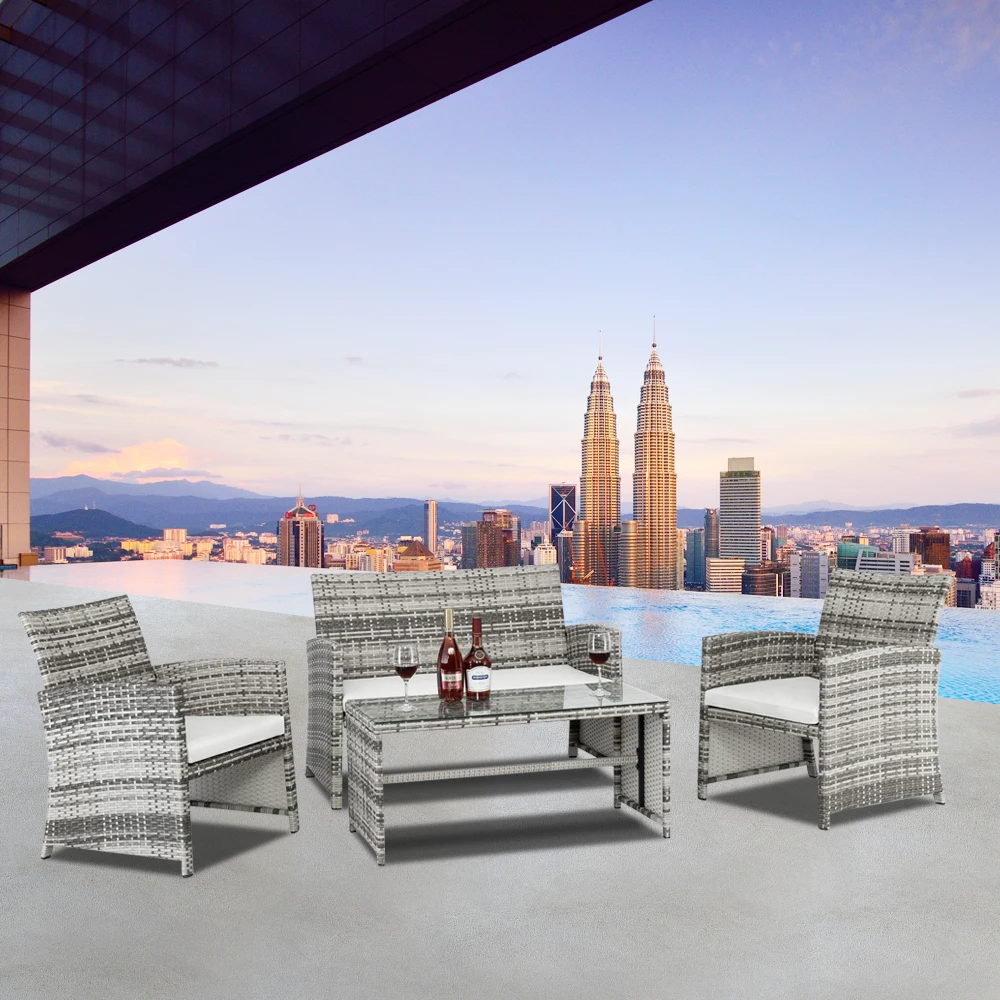 

Coffee Table Arm Chairs Rattan Sofa Set Hollow Knit Combination Sofa Tea Table Living Room Outdoor Rattan Patio Furniture Set