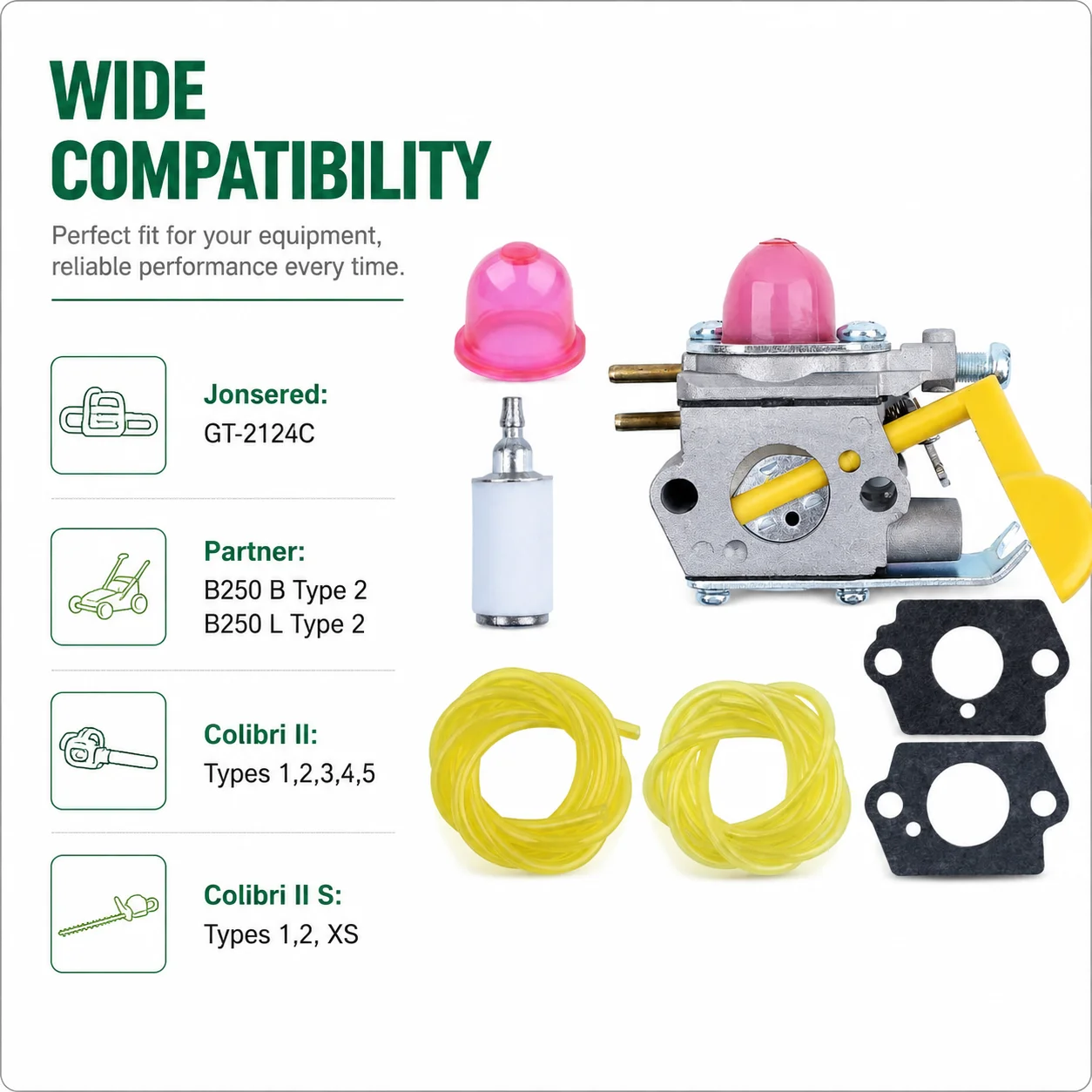 Фото Комплект карбюратора для Jonsered GT-2124C Partner B250 B L Type 2 Colibri II S XS 530071822, комплект для настройки, запасные части для триммера №3