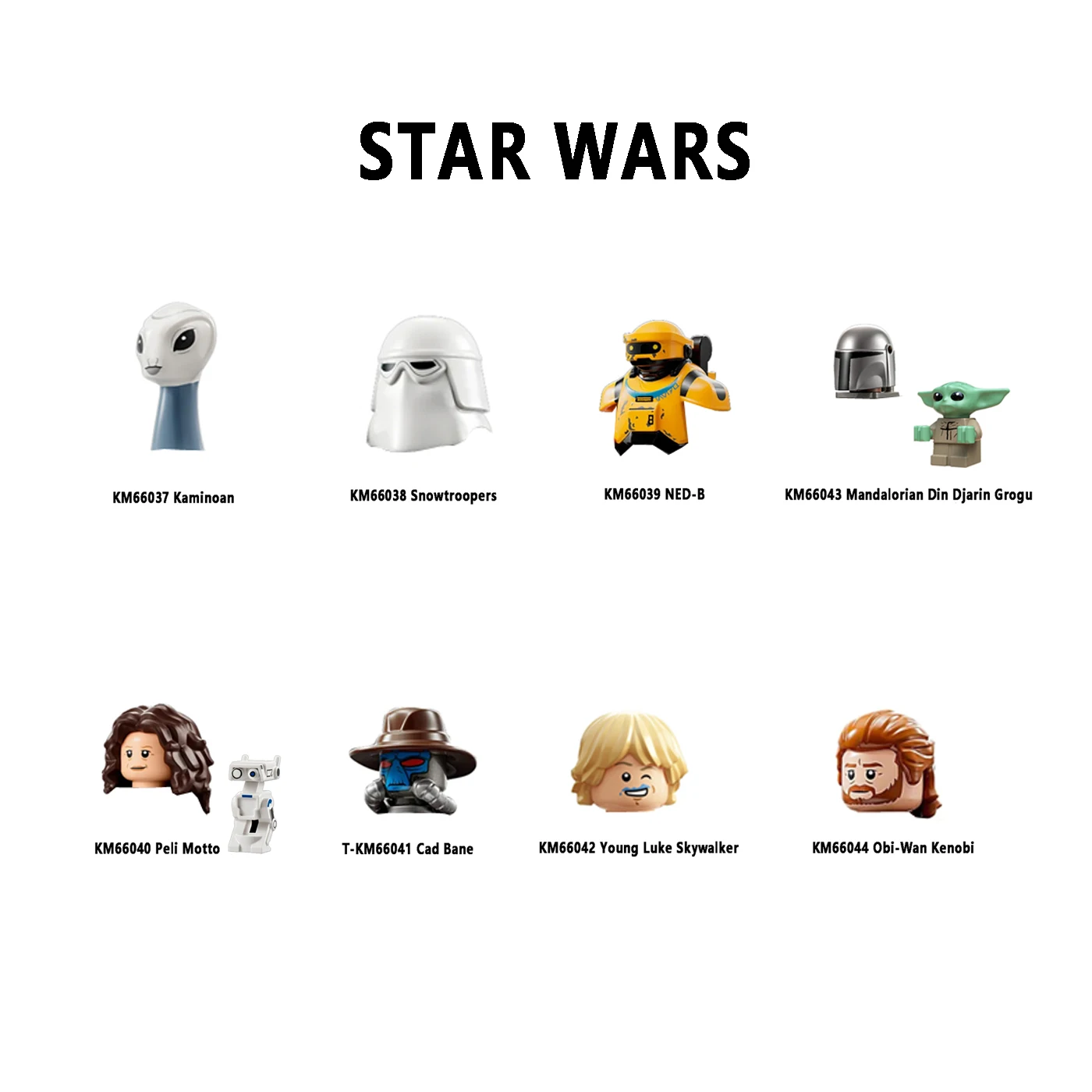 

KM66037 Kaminoan Bounty Hunter Cad Bane Building Din Djarin Grogu Blocks Young Luke Skywalker Figurine NED-B Bricks Figure Toys