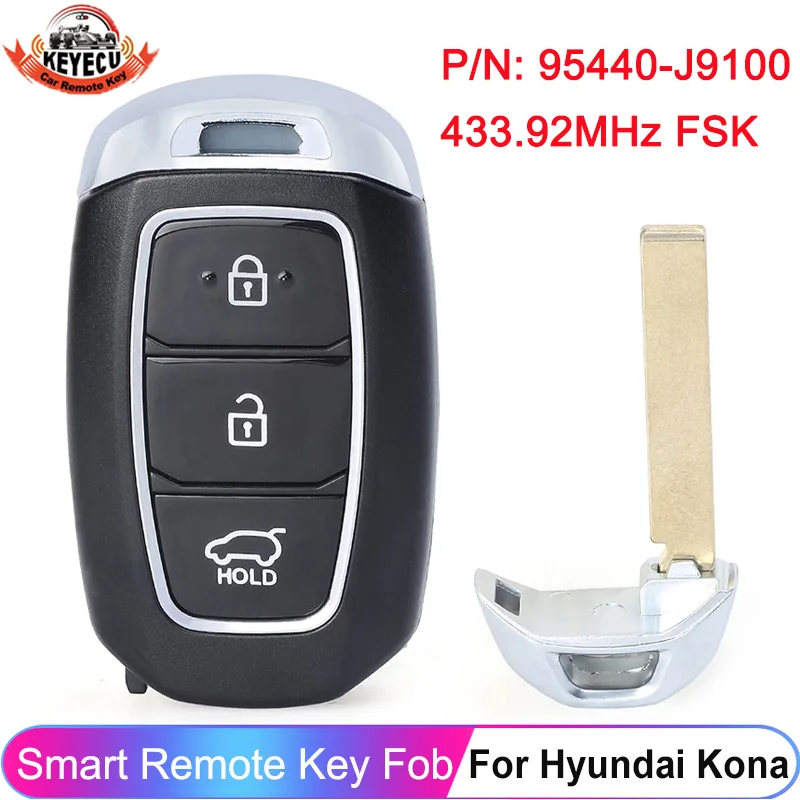 

KEYECU For Hyundai Kona 2018 2019 2020 Smart Remote Key Fob 95440-J9100 433.92MHz FSK NCF29A1X / HITAG 3 / 47 Chip 3 Button
