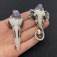 fashion acrylic elephant pendant 26 69mm inlaid amethyst charm jewelry men and women diy necklace earrings accessories wholesale