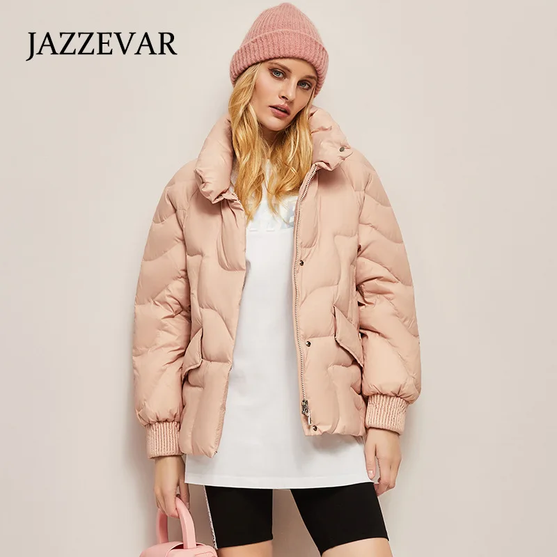 JAZZEVAR 2022 Autumn and Winter New Women's Down Jacket Fashion Design Stand Collar Loose Warm Short Trend Coat