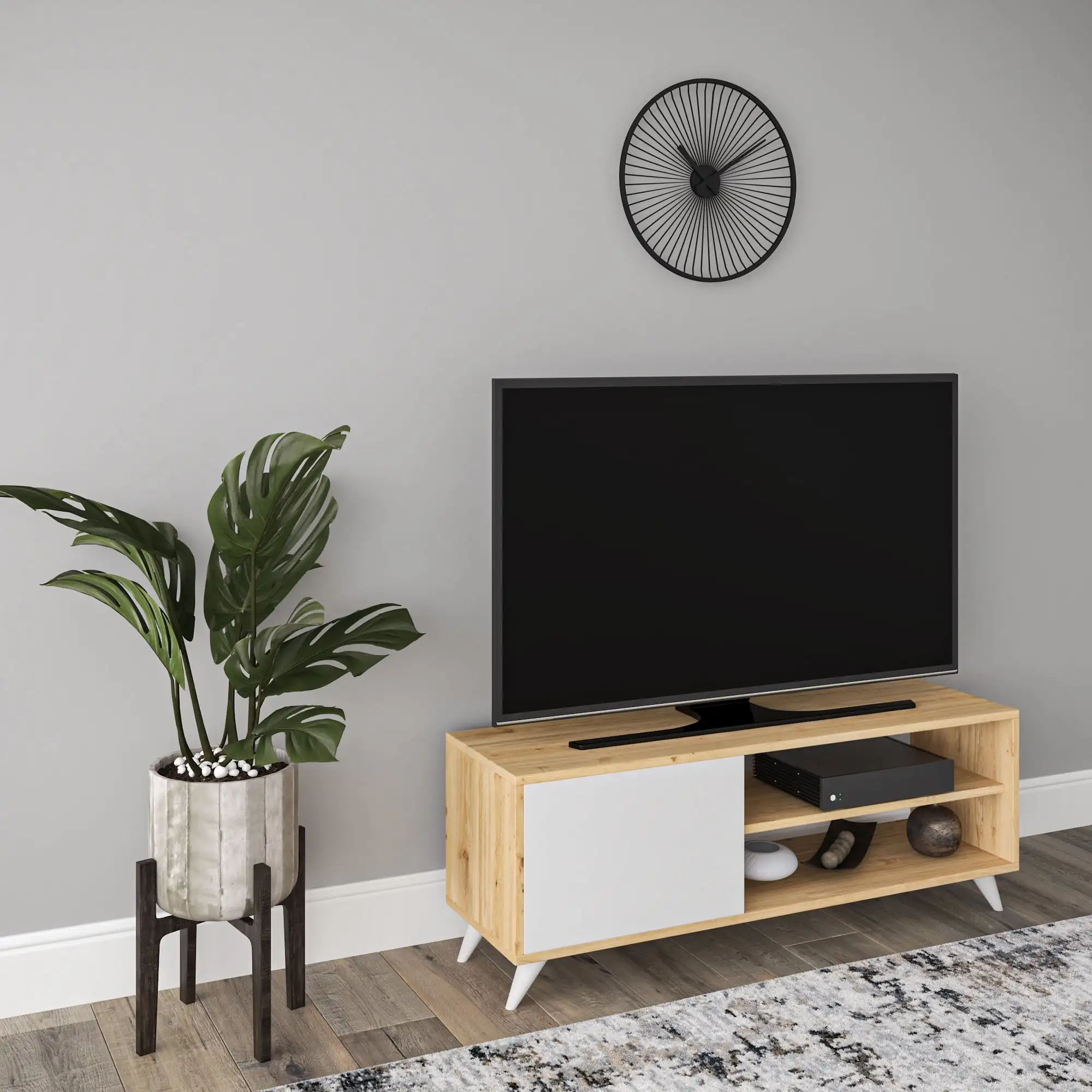 

2 Tier TV Stand with Doors for TVs up to 53", Oak