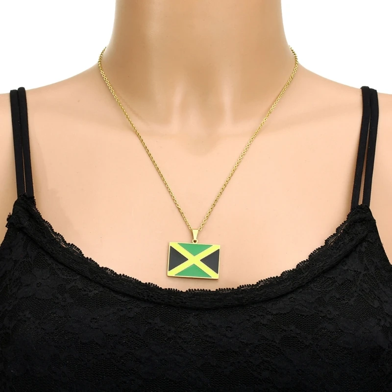 Ожерелье с флагом Ямайки из нержавеющей стали ожерелье картой культурой модные