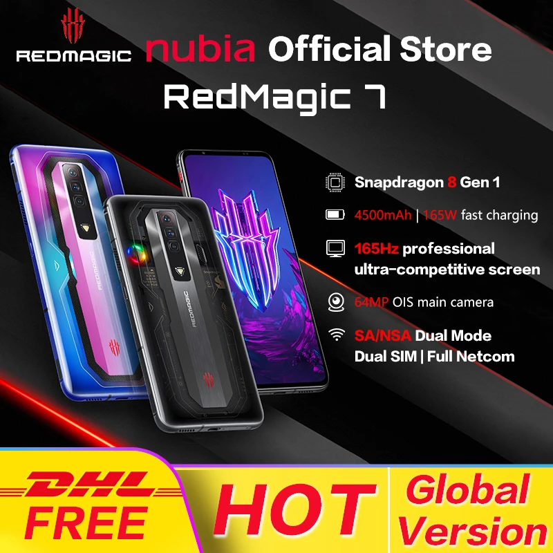 DHL FREE SHIPPING REDMAGIC 7 Gaming MobilePhone Global Version 6.8'' AMOLED Snapdragon 8 Gen 1 Octa Core 64MP Triple Camera NFC