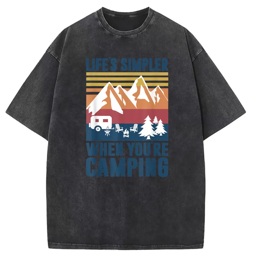 

Life's Simpler When You're Camping Men Women Camper Gifts T-shirts Man Summer Autumn Tshirts Long Sleeve New Clothing Sweatshirt