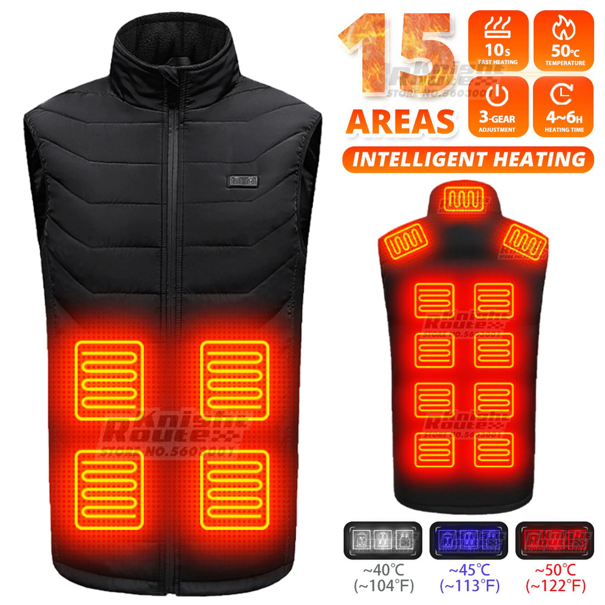 

Winter Men USB Infrared 15 Heating Areas Vest Jacket Men Winter Electric Heated Vest For Sports Hiking Skiing Fishing Outdoor