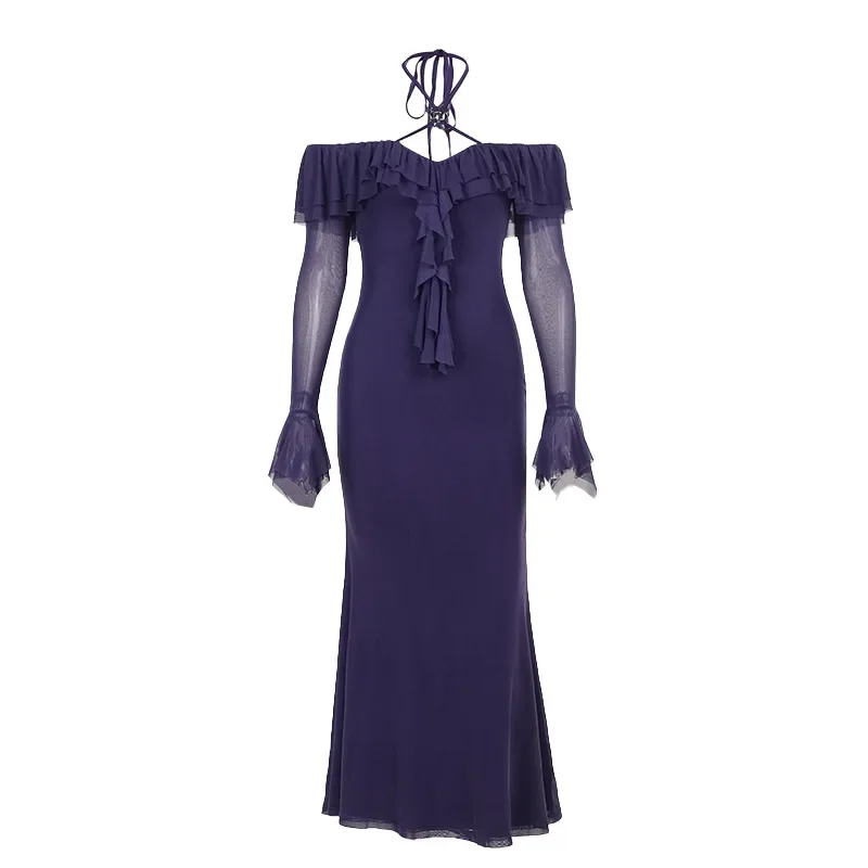 Осеннее новое стильное сексуальное пикантное платье с открытыми плечами и