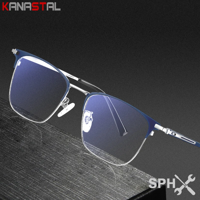 

Men Blue Light Blocking Reading Glasses Lightweight Titanium Box Eyeglasses Frame Prescription Optics Myopia Presbyopic Eyewear