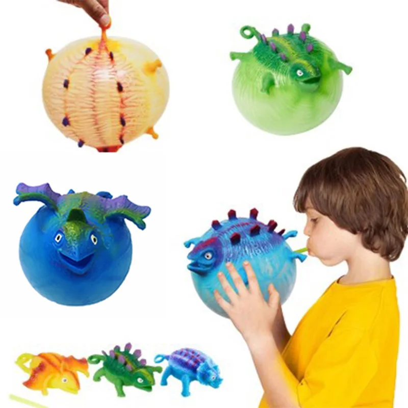 

Creative Inflatable Animal Vent Toy Blowing Dinosaur Ball Kids Toys Random