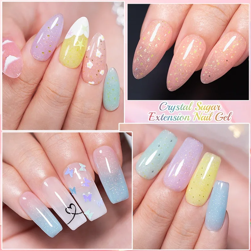 6 шт./компл. Hema Free Extension гель-лак для ногтей Soak Off Crystal Sugar Colors Блестящие блестки Builder