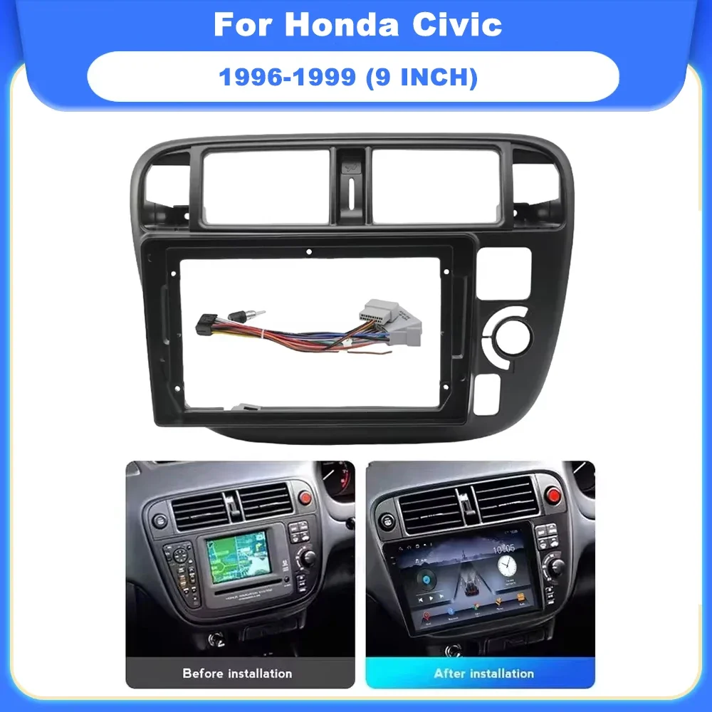 Фото 9-дюймовый автомобильный радиоприемник для Honda Civic 1996 1997 1998 1999 Auto Android MP5 Player Panel Frame 2Din Head Unit Stereo Dash Cover №2