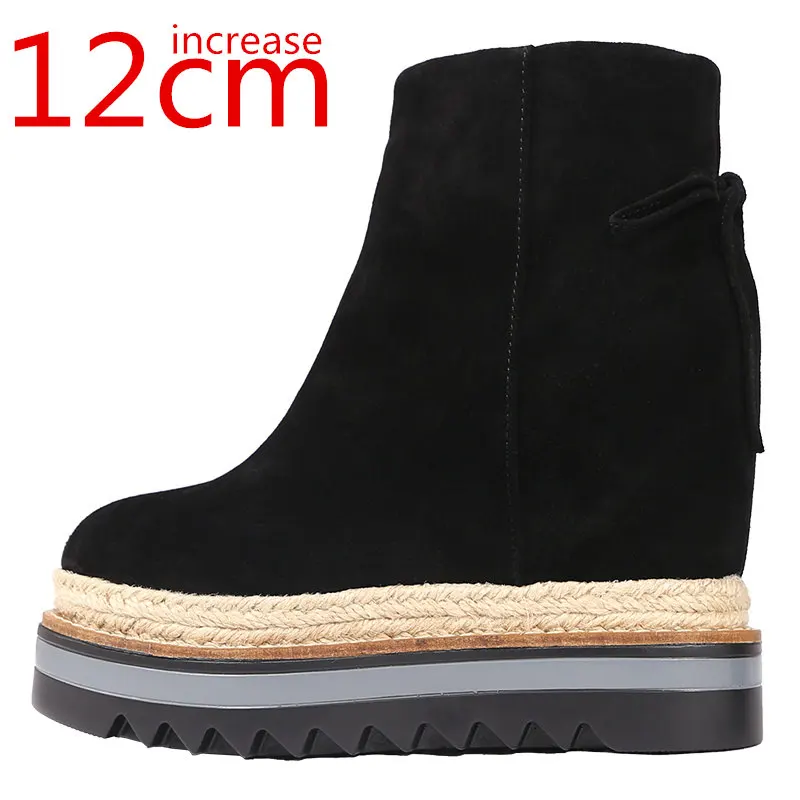 

Женская обувь, осень/зима, невидимая повседневная короткая обувь на высоком каблуке 12 см, высокие ботинки для женщин