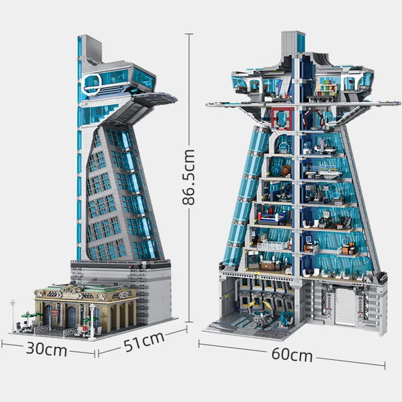 

DIY 5883PCS 55120 Hero Tower Iron Tower Man Base Model with LED Lights Building Block Bricks Toys Birthday Christmas Gifts 76178