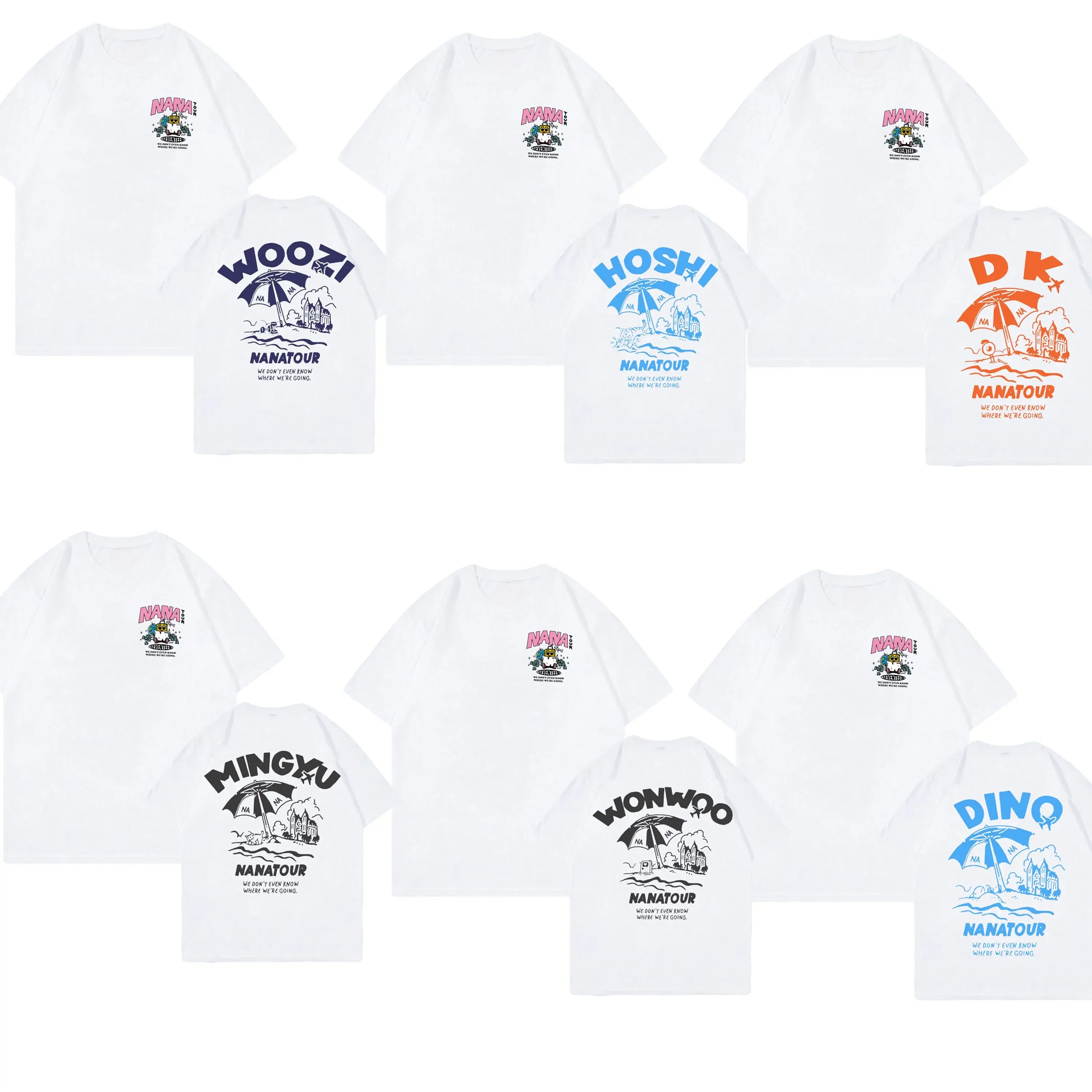 Футболка Nana Tour с принтом корейская вариация Seventeen Show топы круглым вырезом пляжные