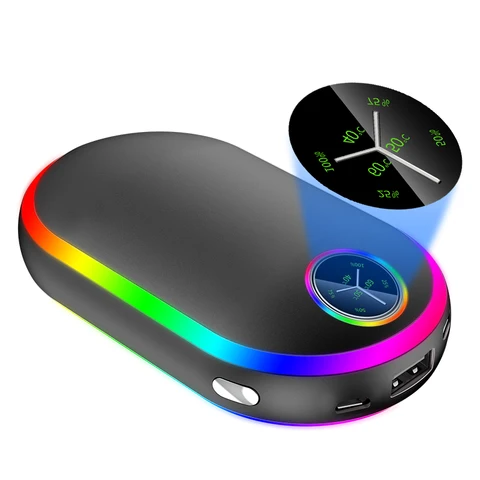 Нагреватели для рук, 7 меняющихся цветов, 10000 мАч, портативный внешний аккумулятор, зарядное устройство, нагреватель, наружный ручной нагреватель, USB