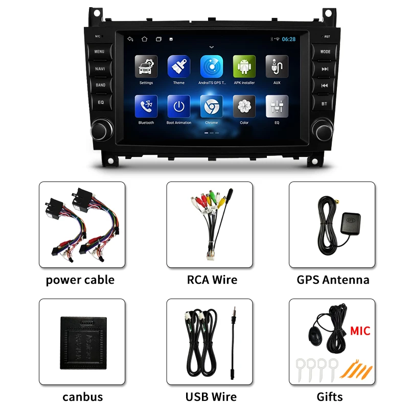 Factory Price 8inch Android Intelligent System Apple Carplay Car Video Player Central Multimedia For Mercedes Benz C Class W203 images - 6