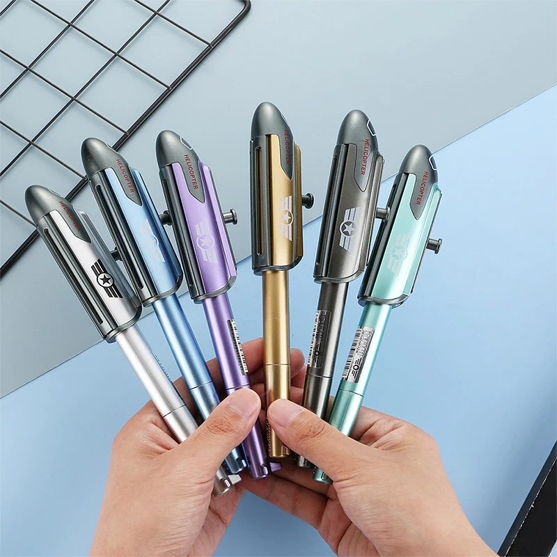 

1Pc Creative Helicopter Metal Gel Pen 0.5mm Black Ink Writing Novelty Kids Toys Pen School Office Stationery Supplies