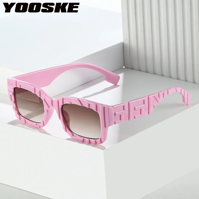 

YOOSKE Square Sunglasses Vintage Brand Designer Rectangle Sun Glasses Women Men Personalized Concave Convex Frame Goggles UV400