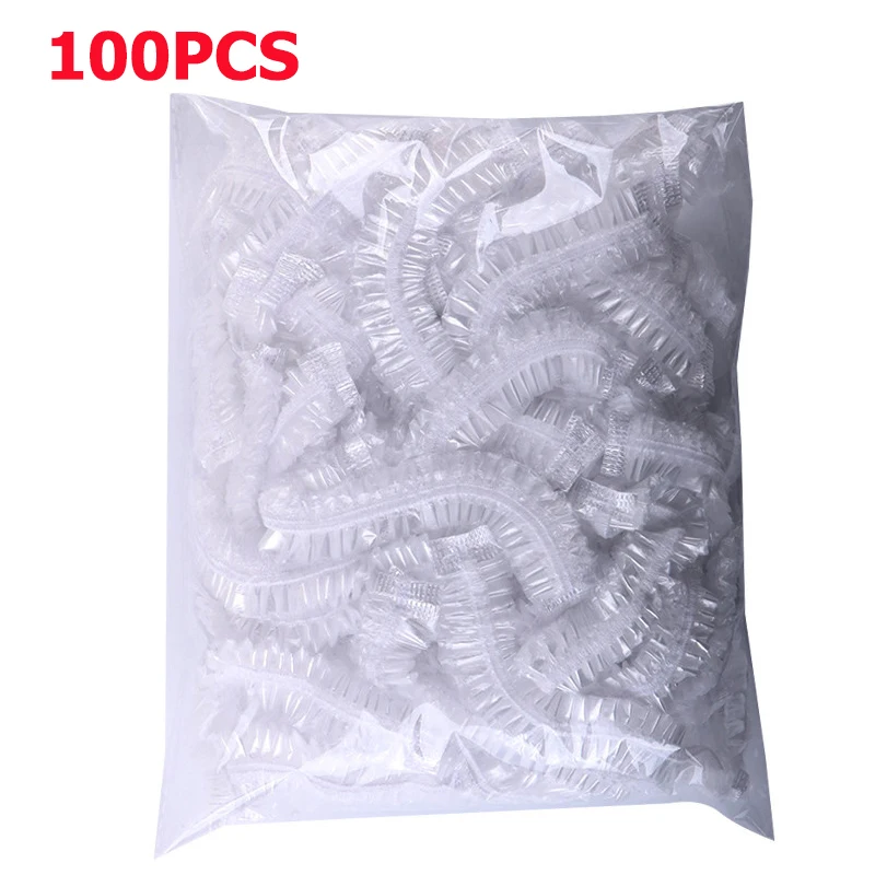 

50/100pcs Disposable Shower Cap Elastic Mesh Shape Non-woven Bath Hat for Eyelash Extension Clear Waterproof Hair Hat Shower Cap