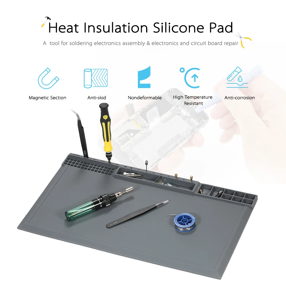 

380*210mm Heat Insulation Silicone Pad for BGA Soldering Repairing Solder Station Mat High Temperature Maintenance Platform