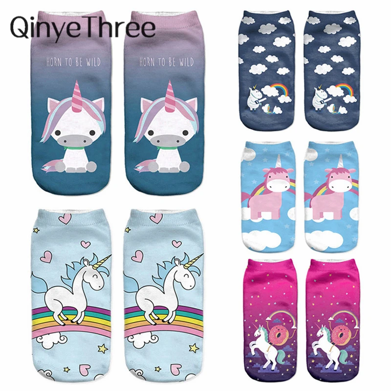 

Harajuku 3D Print Unicorn Socks Women Kawaii Ankle Licorne Chaussette Femme Calcetines Mujer Cute Art Socks Women
