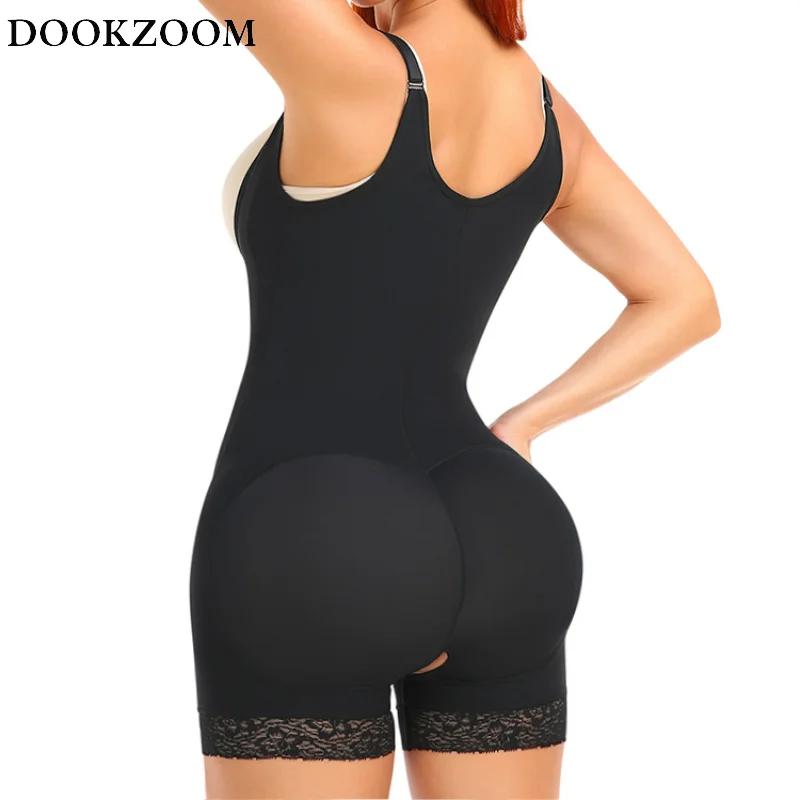 

Women Faja Shapewear Bodysuit Waist Trainer Body Shaper Tummy Control Slimming Open Crotch Panty Zipper&buckles Adjustable Strap