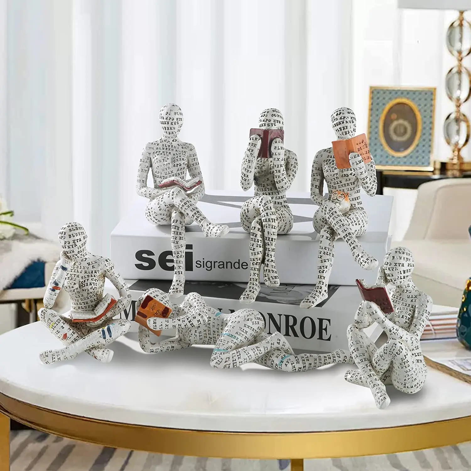

Home Decor Pulp Reading Women Thinker Statue Aesthetic Sculpture Room Decor Modern Abstract Decoration on Shelf Table Desk