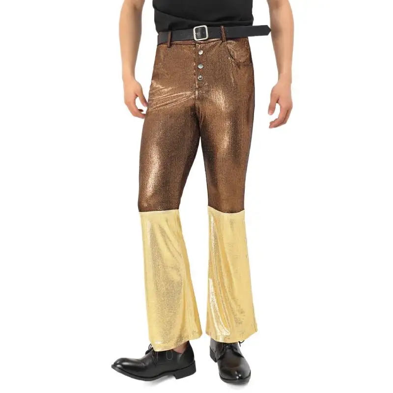 Брюки WENAM с блестками штаны колокольчиками металлический костюм для